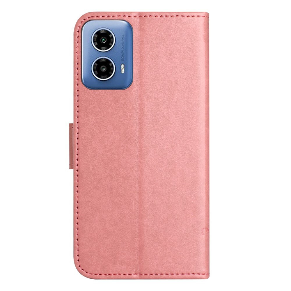 Motorola Moto G24 Power Mobiletui med sommerfugle, Lyserød