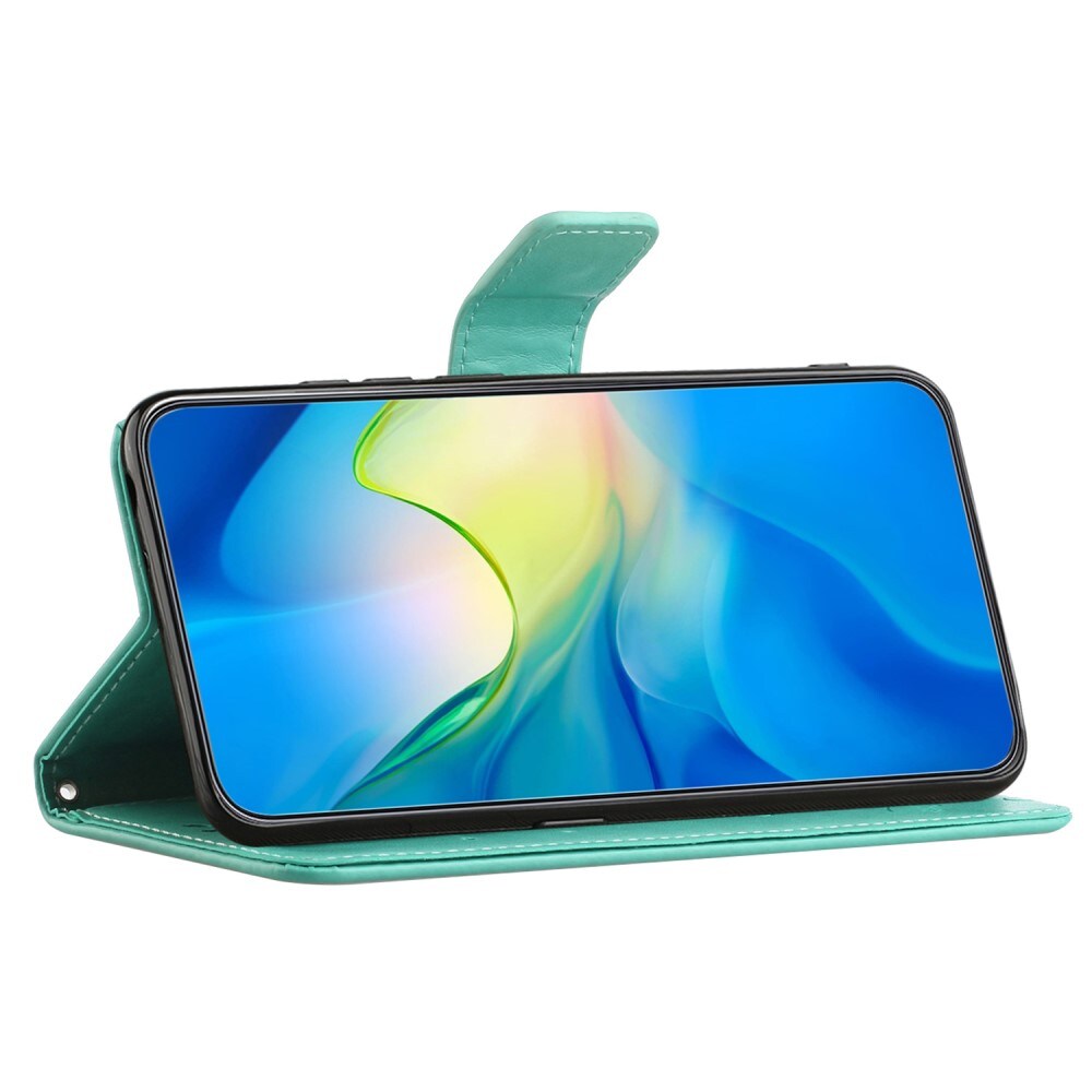 Motorola Moto G24 Power Mobiletui med sommerfugle, Grøn