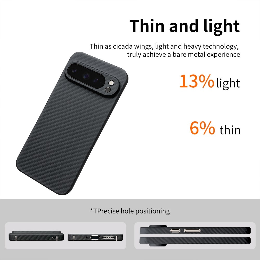 Google Pixel 9 Pro Slankt cover i aramidfiber, Sort