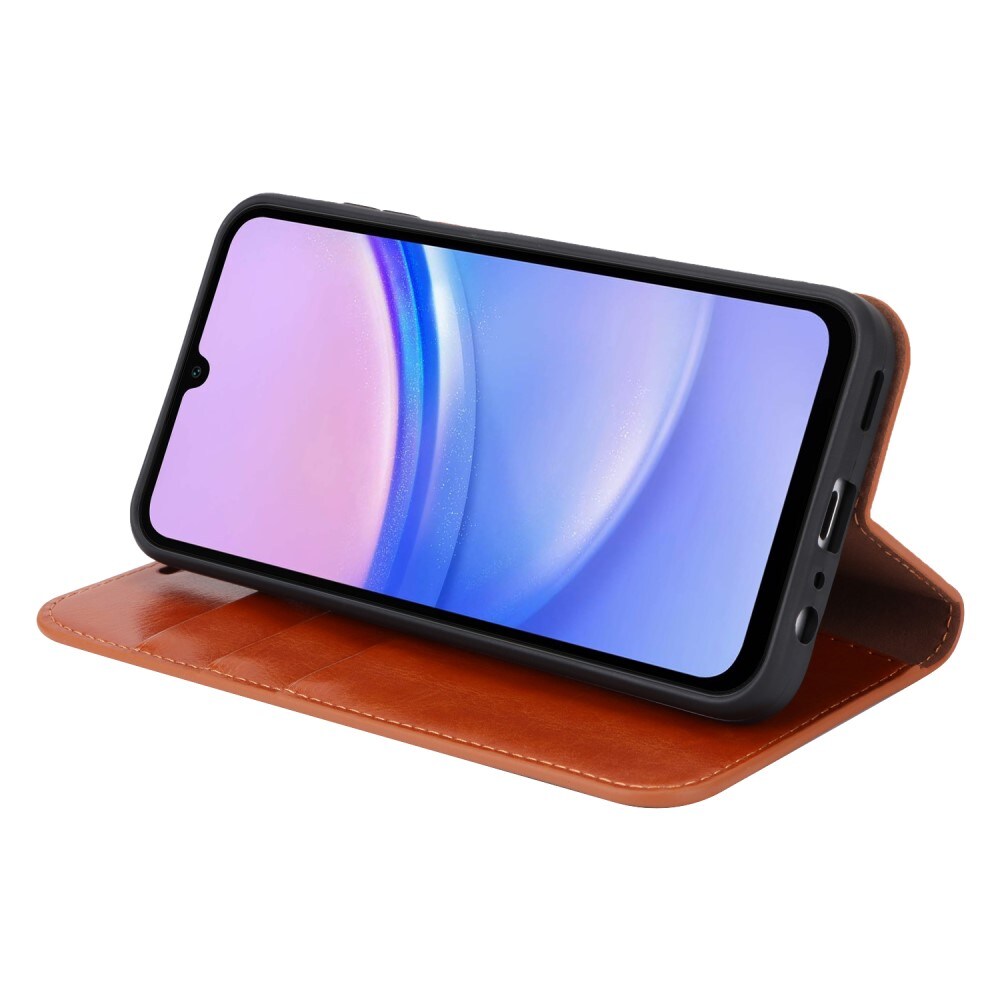 Samsung Galaxy A15 Smidigt mobiletui i ægte læder, Brun