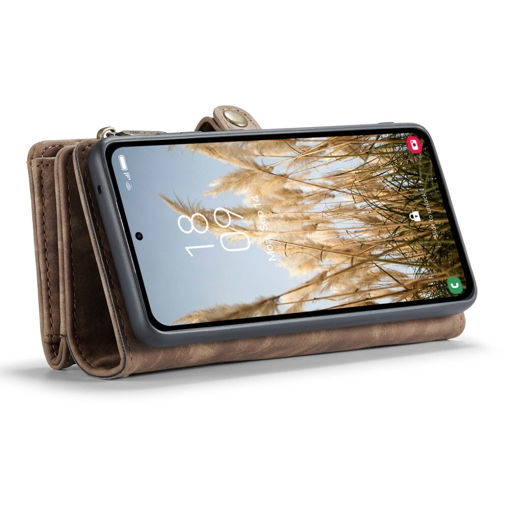 Samsung Galaxy A35 Rummeligt pungetui med mange kortholdere, Brun