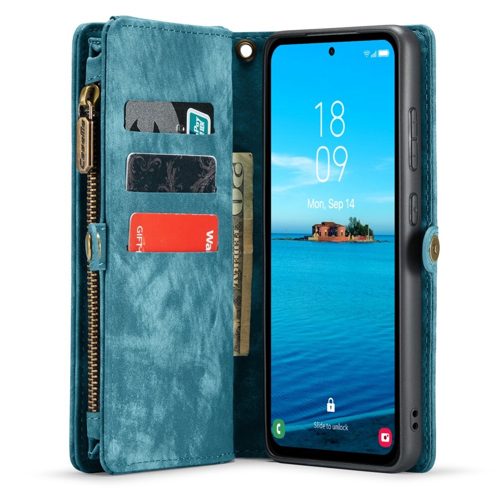 Samsung Galaxy A35 Rummeligt pungetui med mange kortholdere, Blå