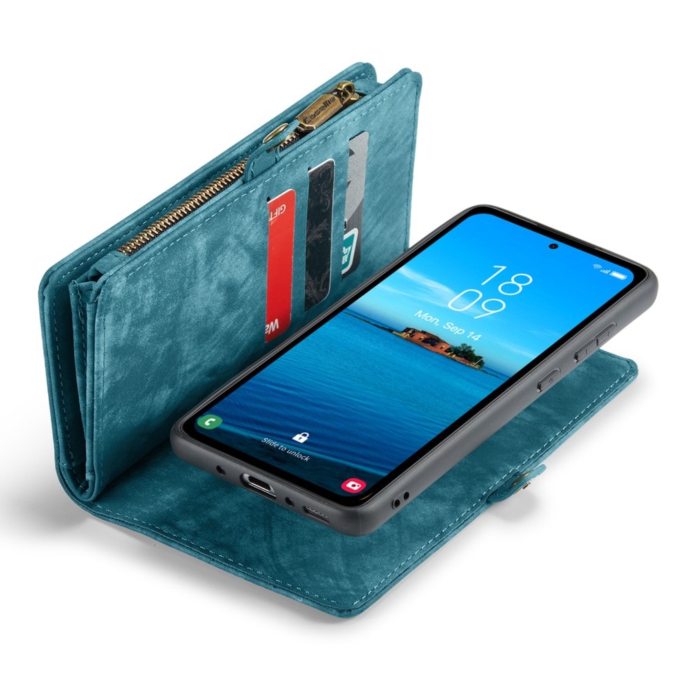 Samsung Galaxy A35 Rummeligt pungetui med mange kortholdere, Blå