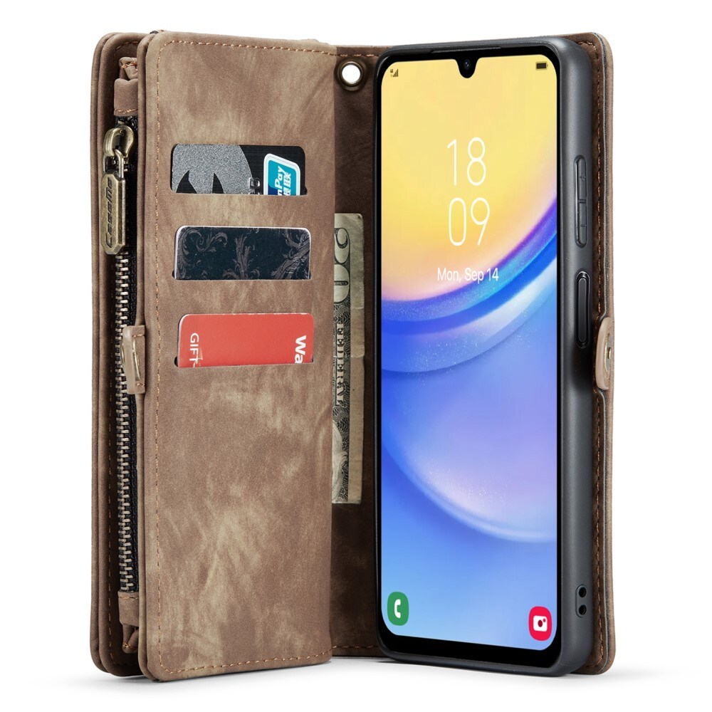 Samsung Galaxy A05s Rummeligt pungetui med mange kortholdere, Brun