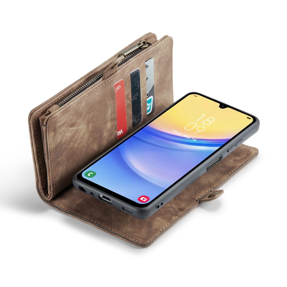 Samsung Galaxy A05s Rummeligt pungetui med mange kortholdere, Brun