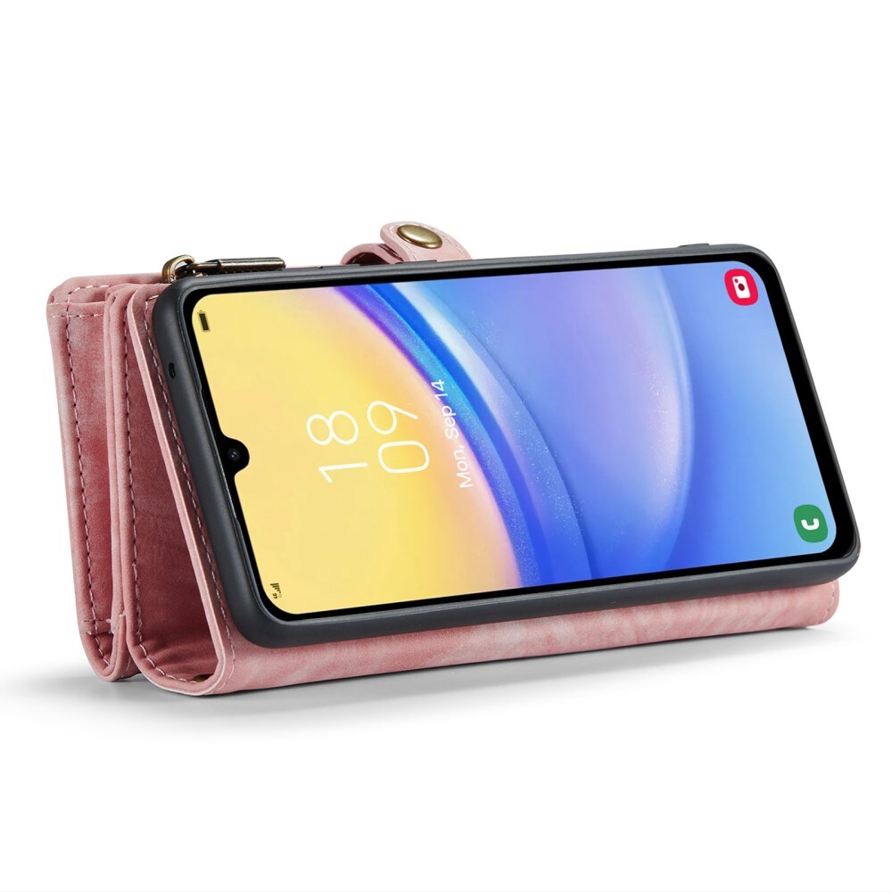 Samsung Galaxy A15 Rummeligt pungetui med mange kortholdere, Lyserød
