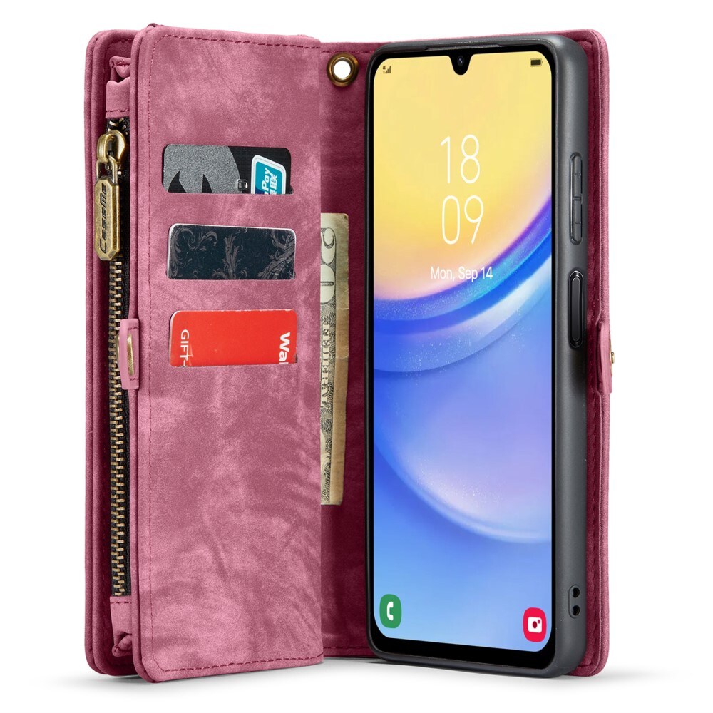 Samsung Galaxy A15 Rummeligt pungetui med mange kortholdere, Rød