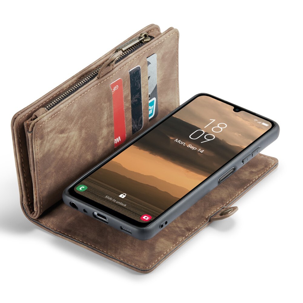 Samsung Galaxy A25 Rummeligt pungetui med mange kortholdere, Brun