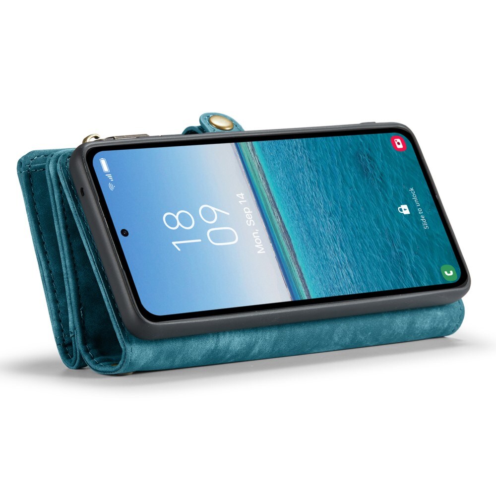 Samsung Galaxy A55 Rummeligt pungetui med mange kortholdere, Blå