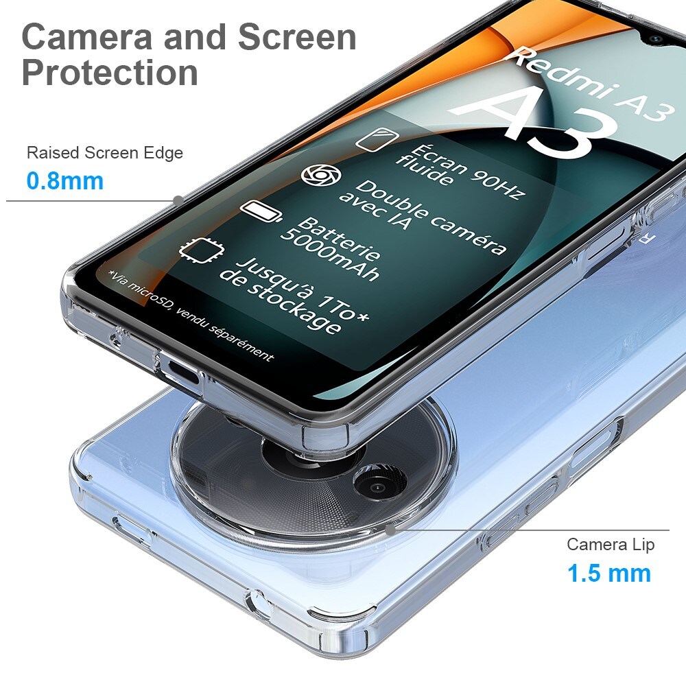 Xiaomi Redmi A3 Crystal Hybrid-cover, Gennemsigtig