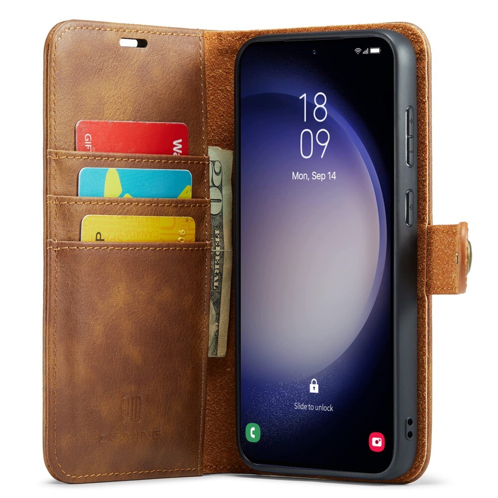 Samsung Galaxy A55 Pungetui med aftageligt cover, Cognac