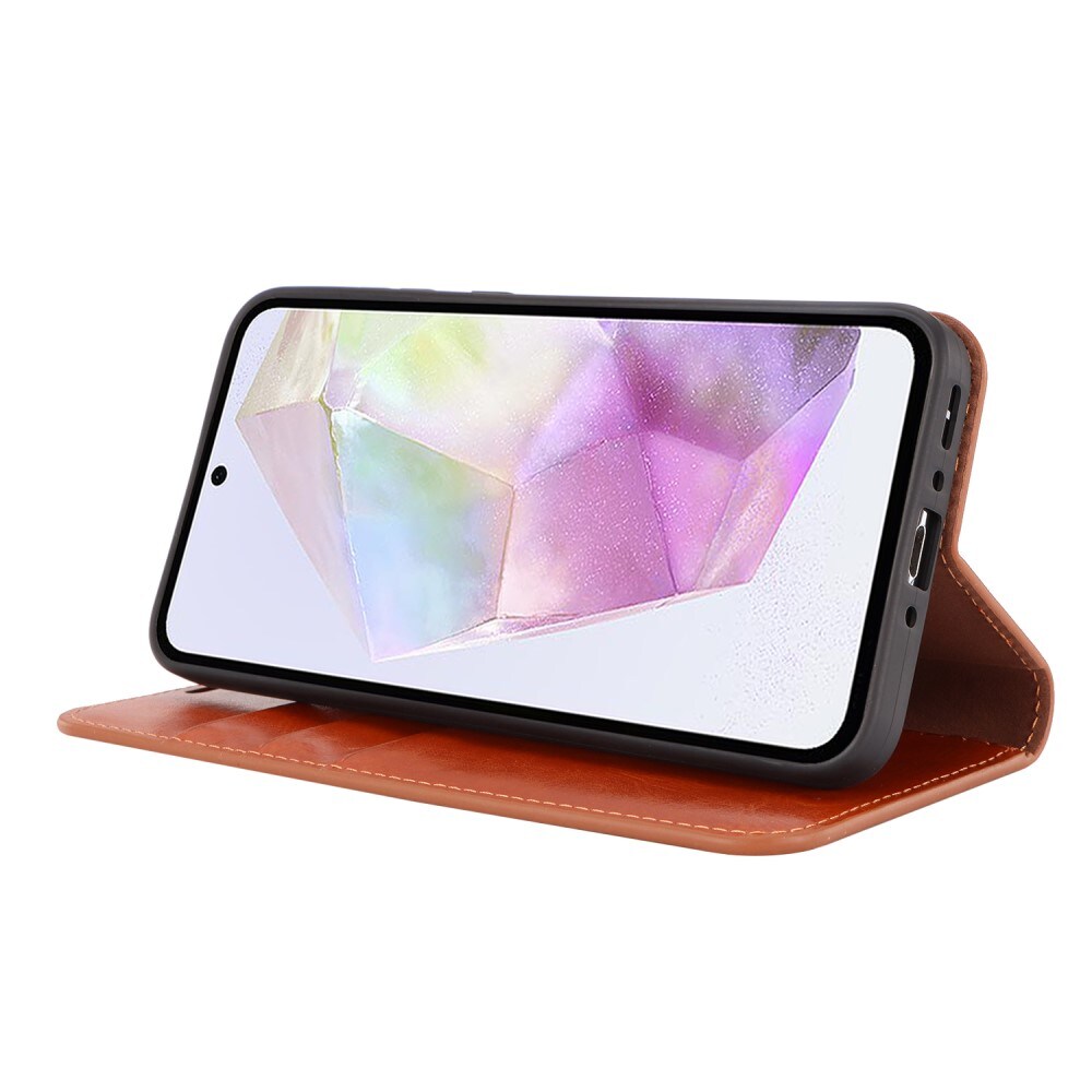 Samsung Galaxy A35 Smidigt mobiletui i ægte læder, Brun