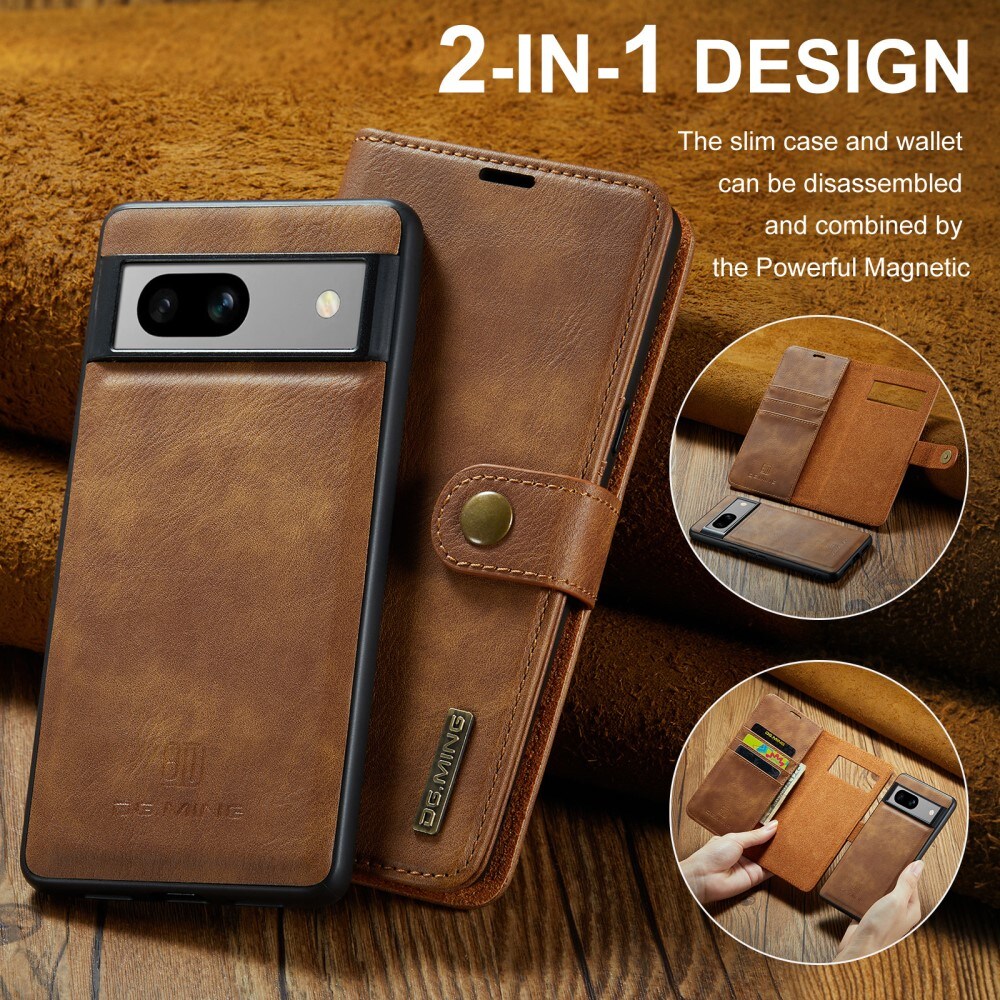 Google Pixel 8a Pungetui med aftageligt cover, Cognac