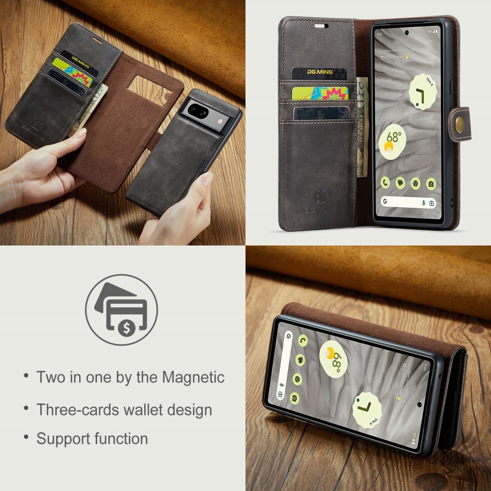 Google Pixel 8a Pungetui med aftageligt cover, Brown