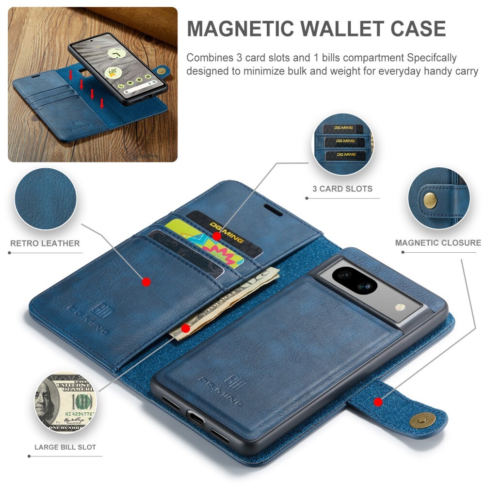 Google Pixel 8a Pungetui med aftageligt cover, Blue