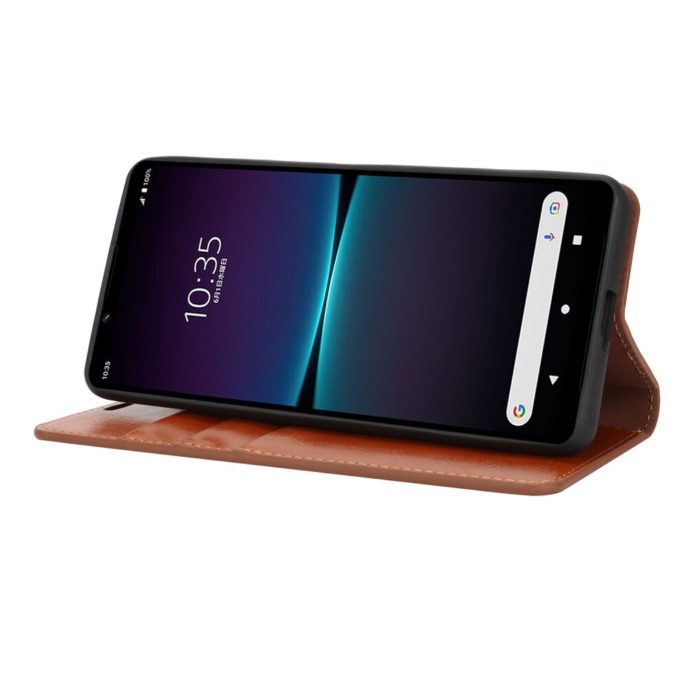 Sony Xperia 1 VI Smidigt mobiletui i ægte læder, Brun