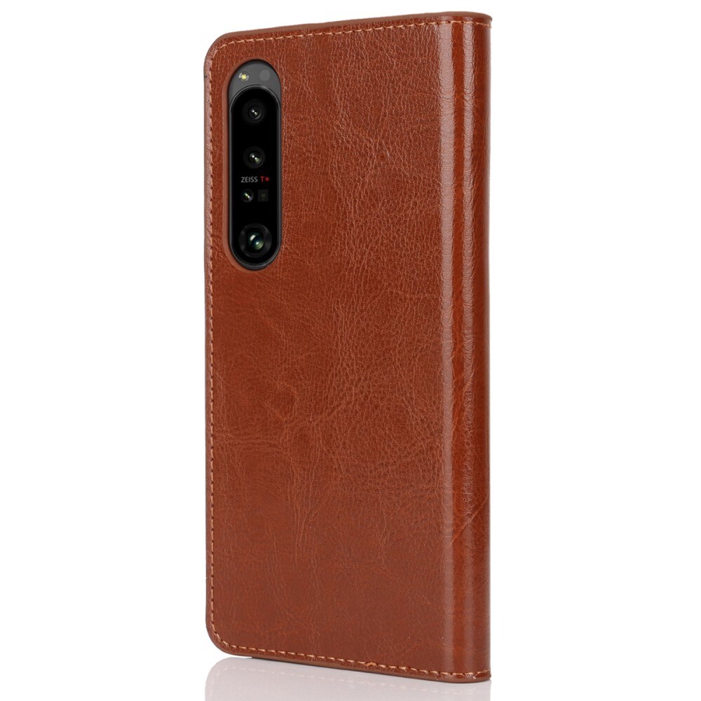 Sony Xperia 1 VI Smidigt mobiletui i ægte læder, Brun