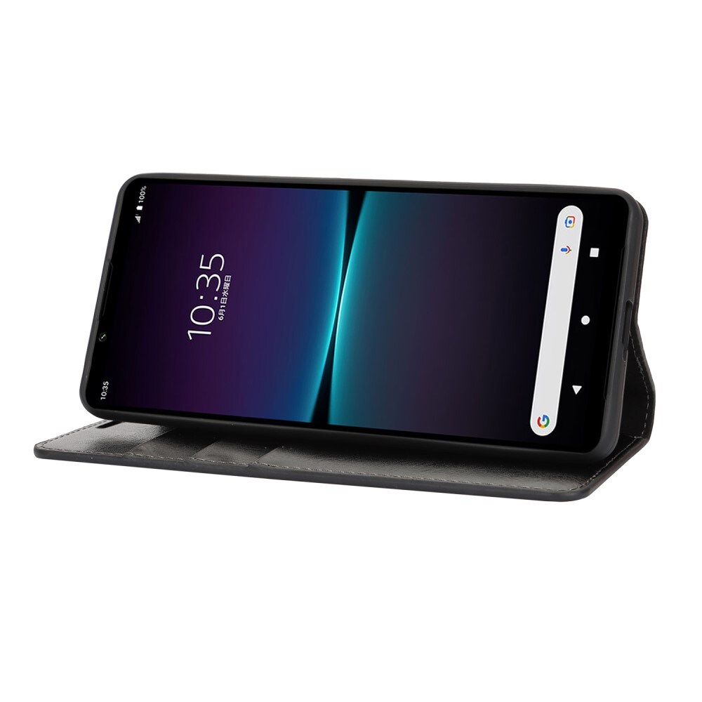 Sony Xperia 1 VI Smidigt mobiletui i ægte læder, Sort