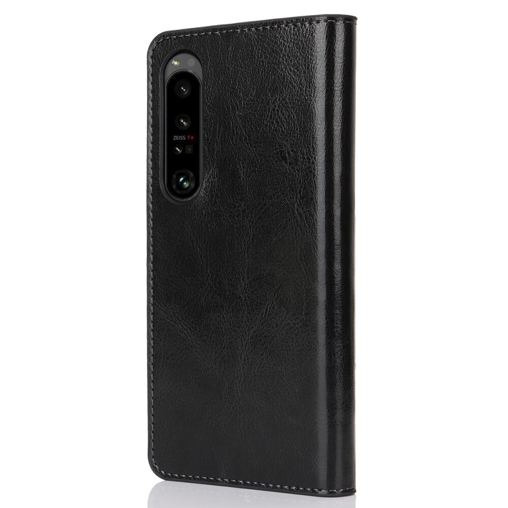 Sony Xperia 1 VI Smidigt mobiletui i ægte læder, Sort