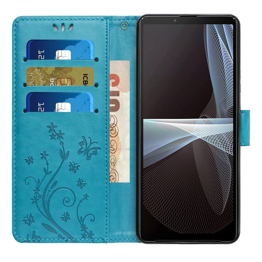 Sony Xperia 10 VI Mobiletui med sommerfugle, Blå