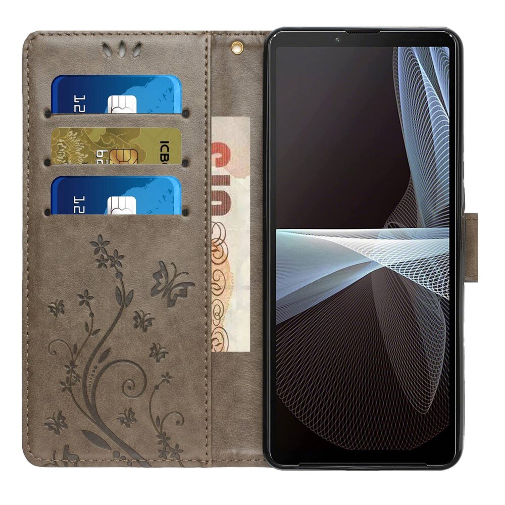 Sony Xperia 10 VI Mobiletui med sommerfugle, Grå