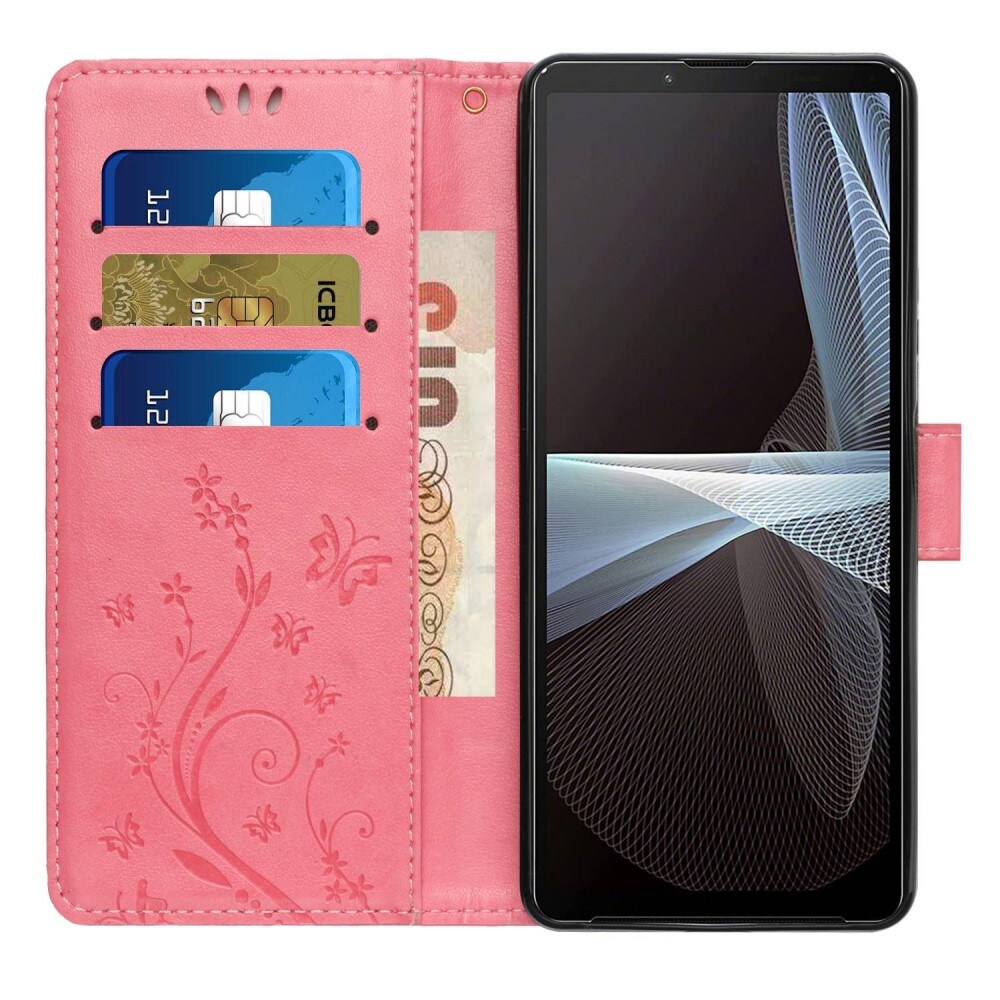Sony Xperia 10 VI Mobiletui med sommerfugle, Lyserød