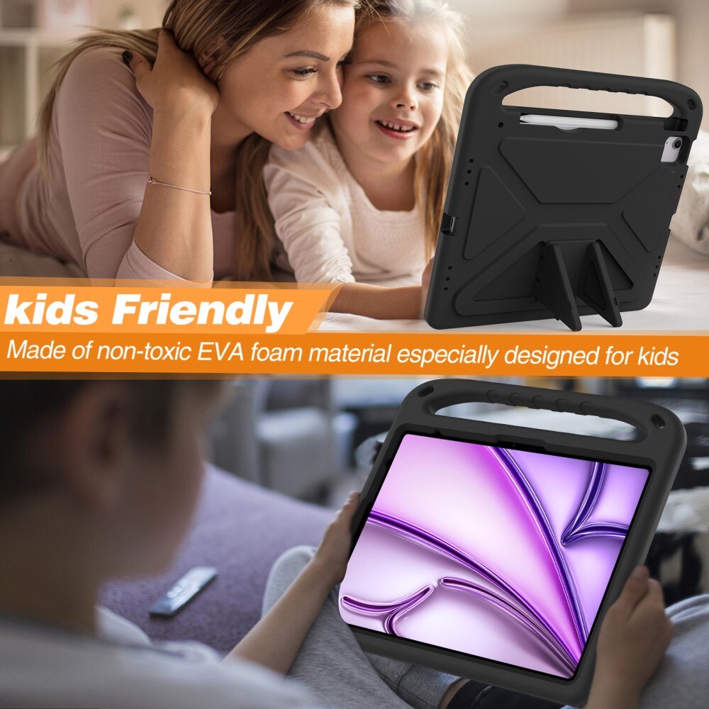 Apple iPad Air 13 (2024) Stødsikkert cover/etui med håndtag - Perfekt til børn, Sort