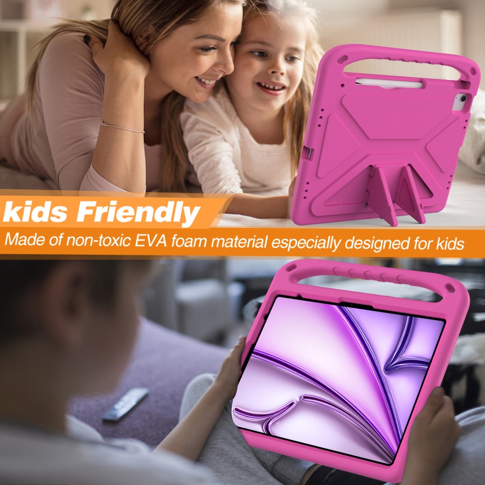 Apple iPad Pro 13 7th Gen (2024) Stødsikkert cover/etui med håndtag - Perfekt til børn, Lyserød
