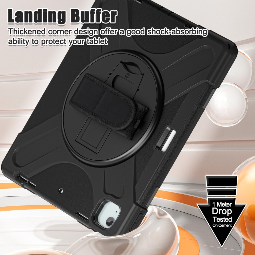 Apple iPad Air 13 2nd Gen (2025) Robust hybridskal med skulderrem Sort