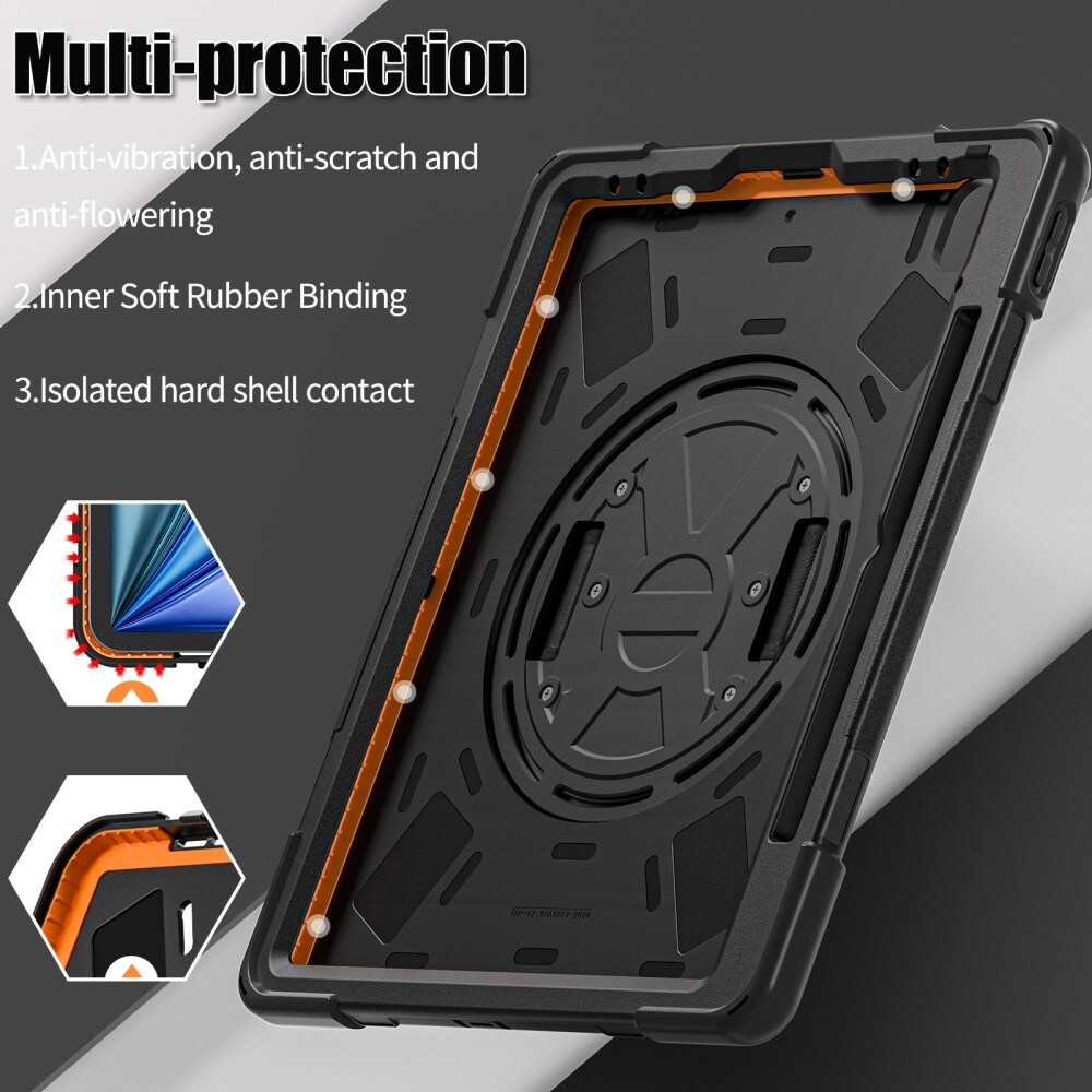 Apple iPad Air 13 2nd Gen (2025) Robust hybridskal med skulderrem Sort