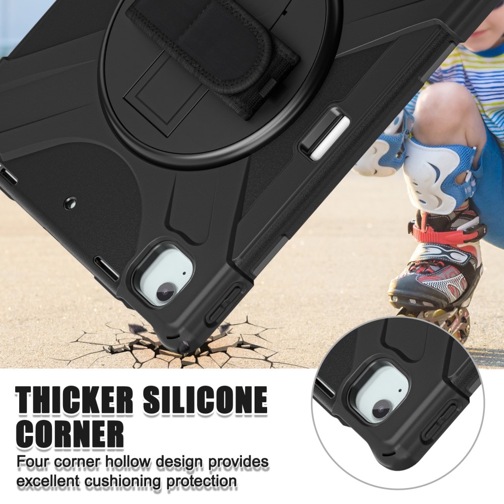 Apple iPad Air 11 6th Gen (2024) Robust hybridskal med skulderrem Sort