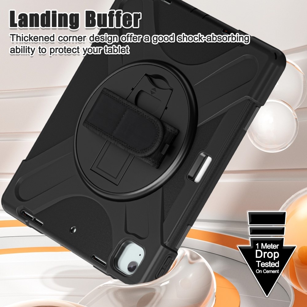 Apple iPad Air 11 6th Gen (2024) Robust hybridskal med skulderrem Sort