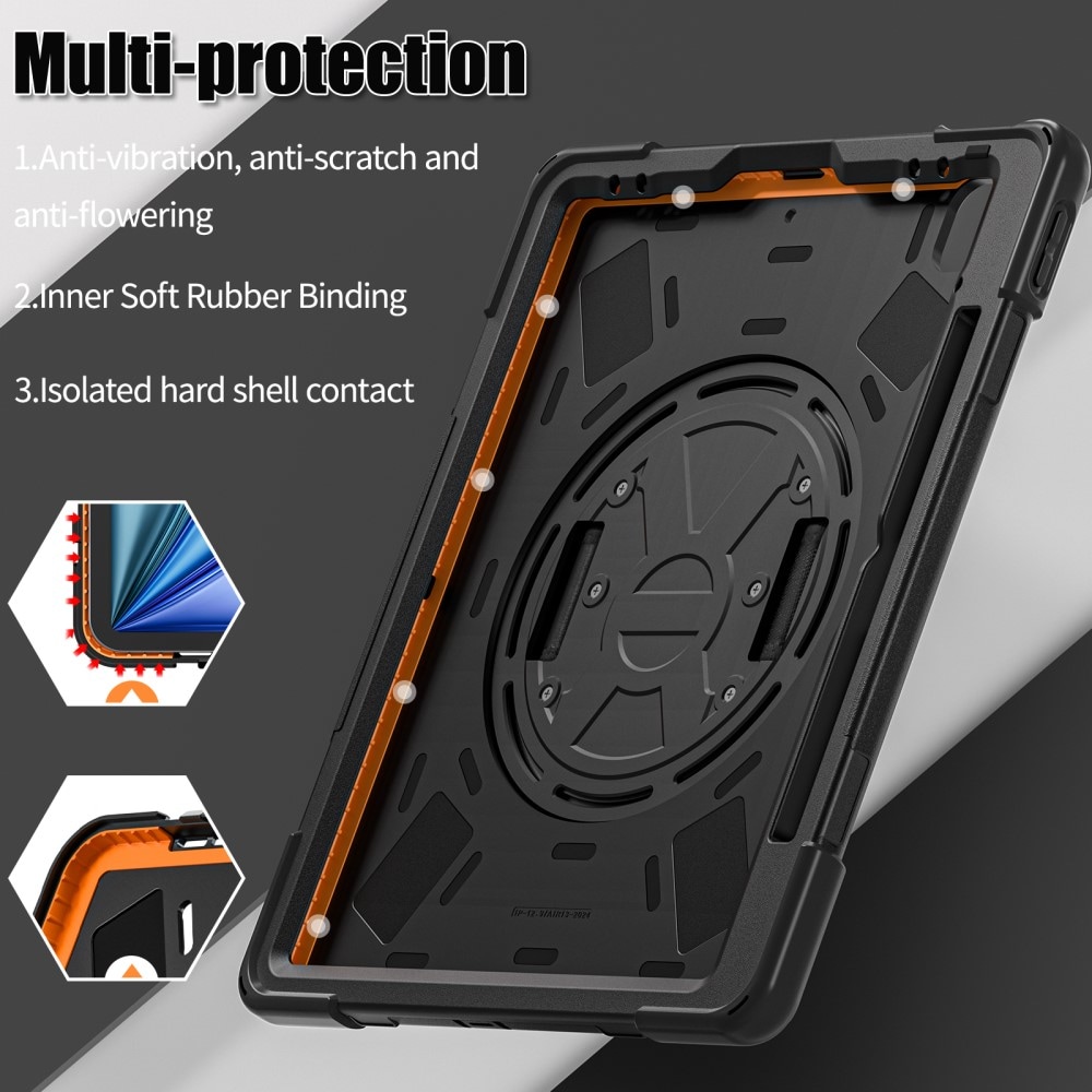 Apple iPad Air 11 6th Gen (2024) Robust hybridskal med skulderrem Sort