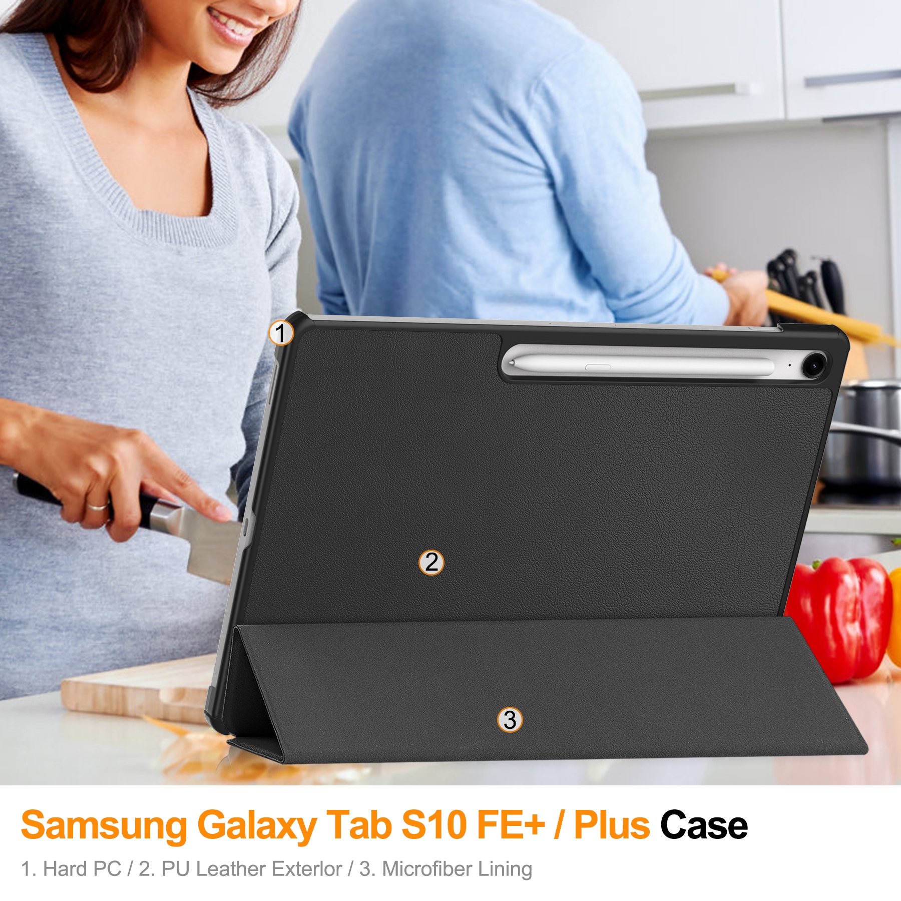 Samsung Galaxy Tab S10 FE Plus Tri-Fold etui, Sort