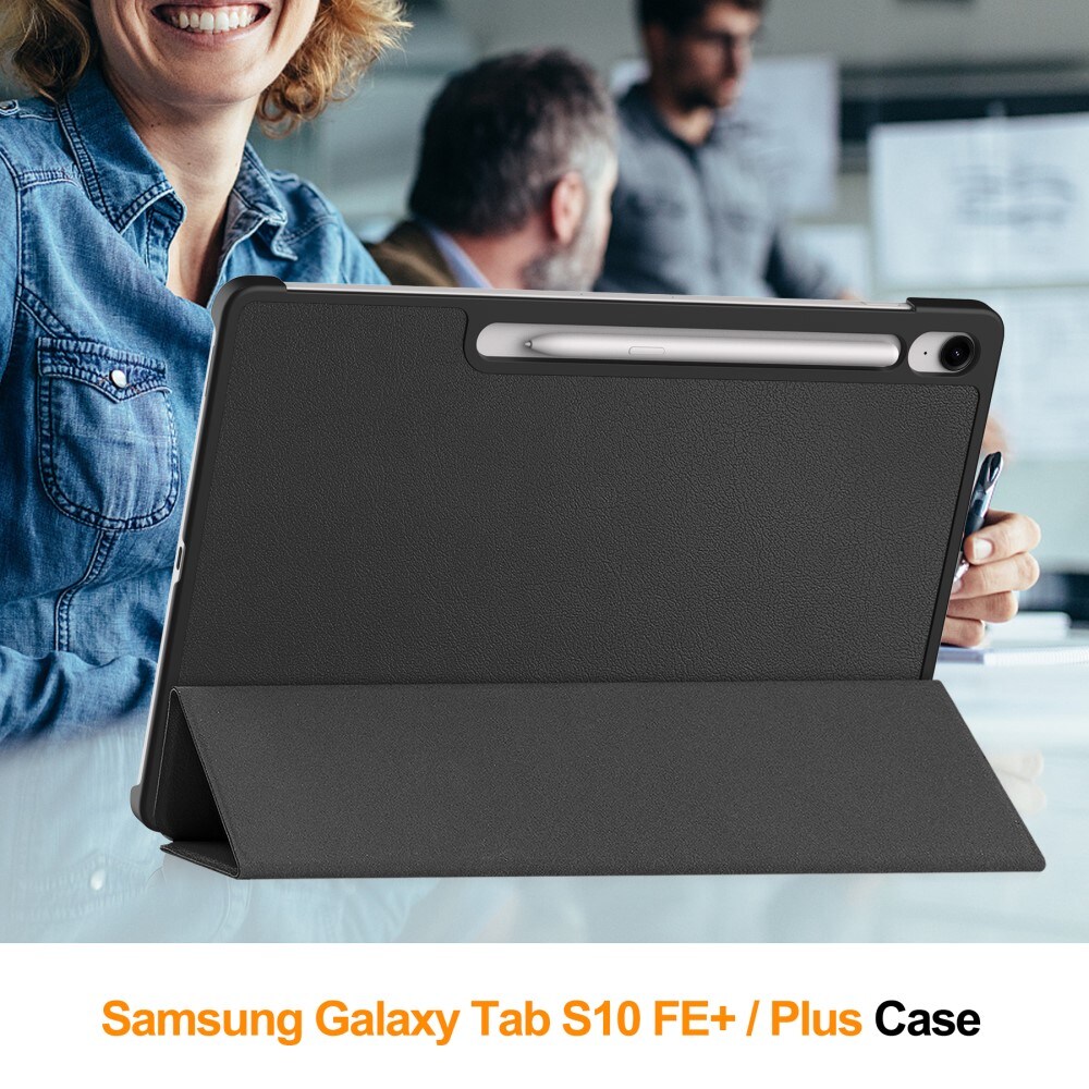 Samsung Galaxy Tab S10 FE Plus Tri-fold etui med penneholder, Sort