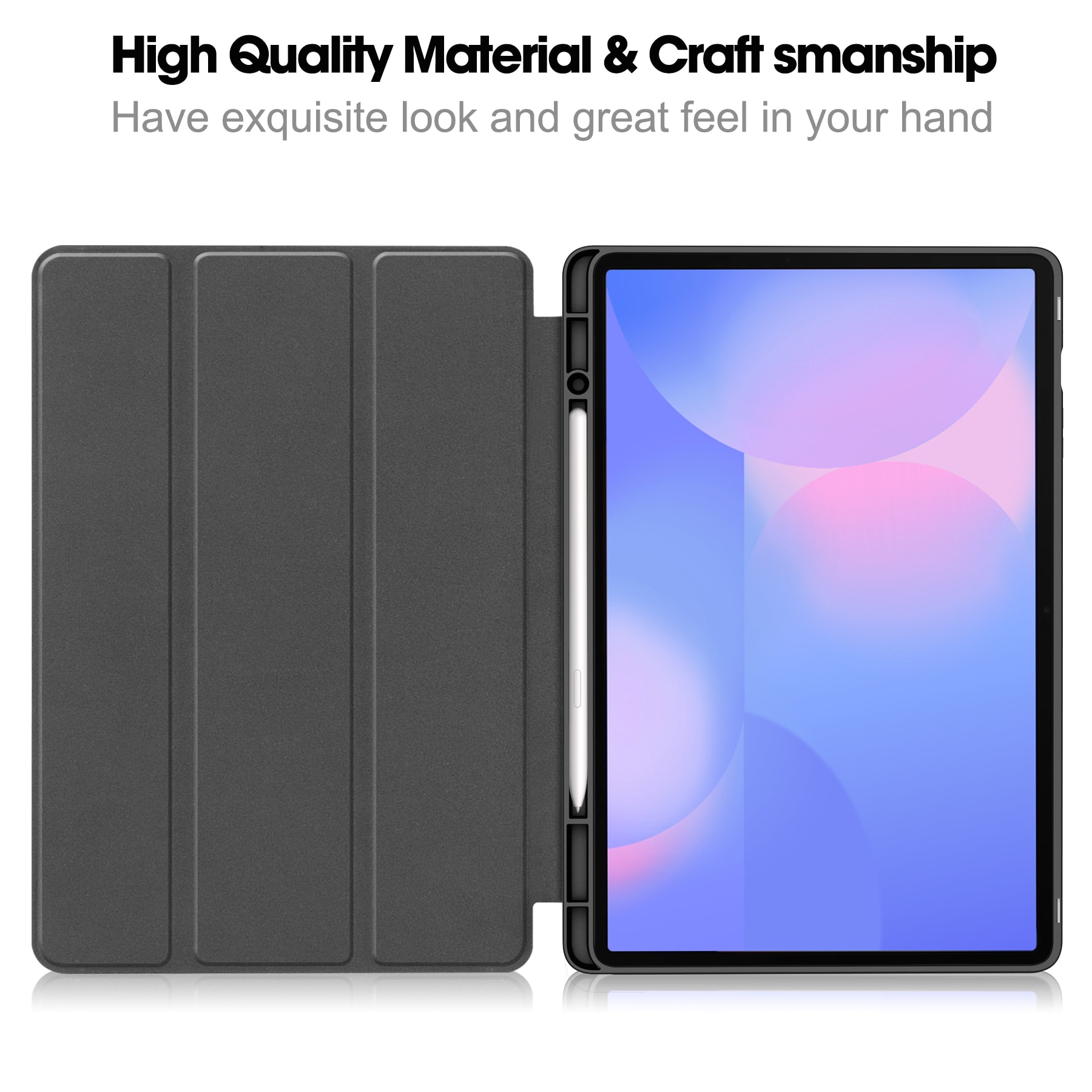 Samsung Galaxy Tab S10 FE Plus Tri-fold etui med penneholder, Sort