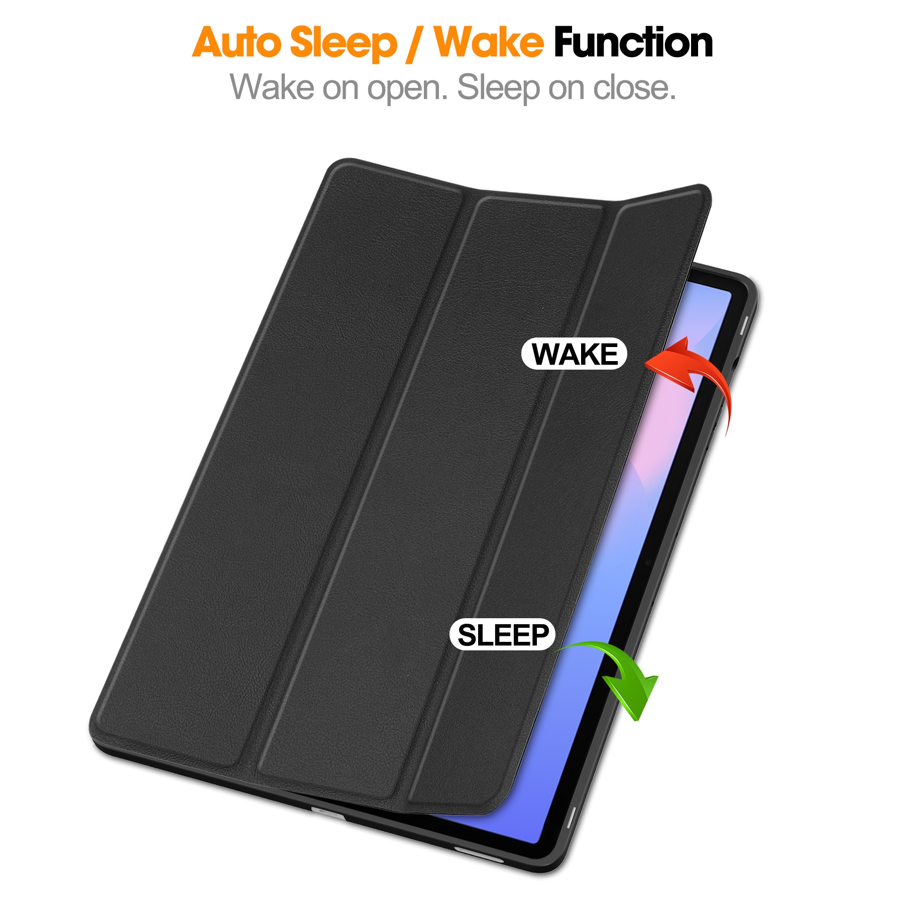 Samsung Galaxy Tab S10 FE Plus Tri-fold etui med penneholder, Sort