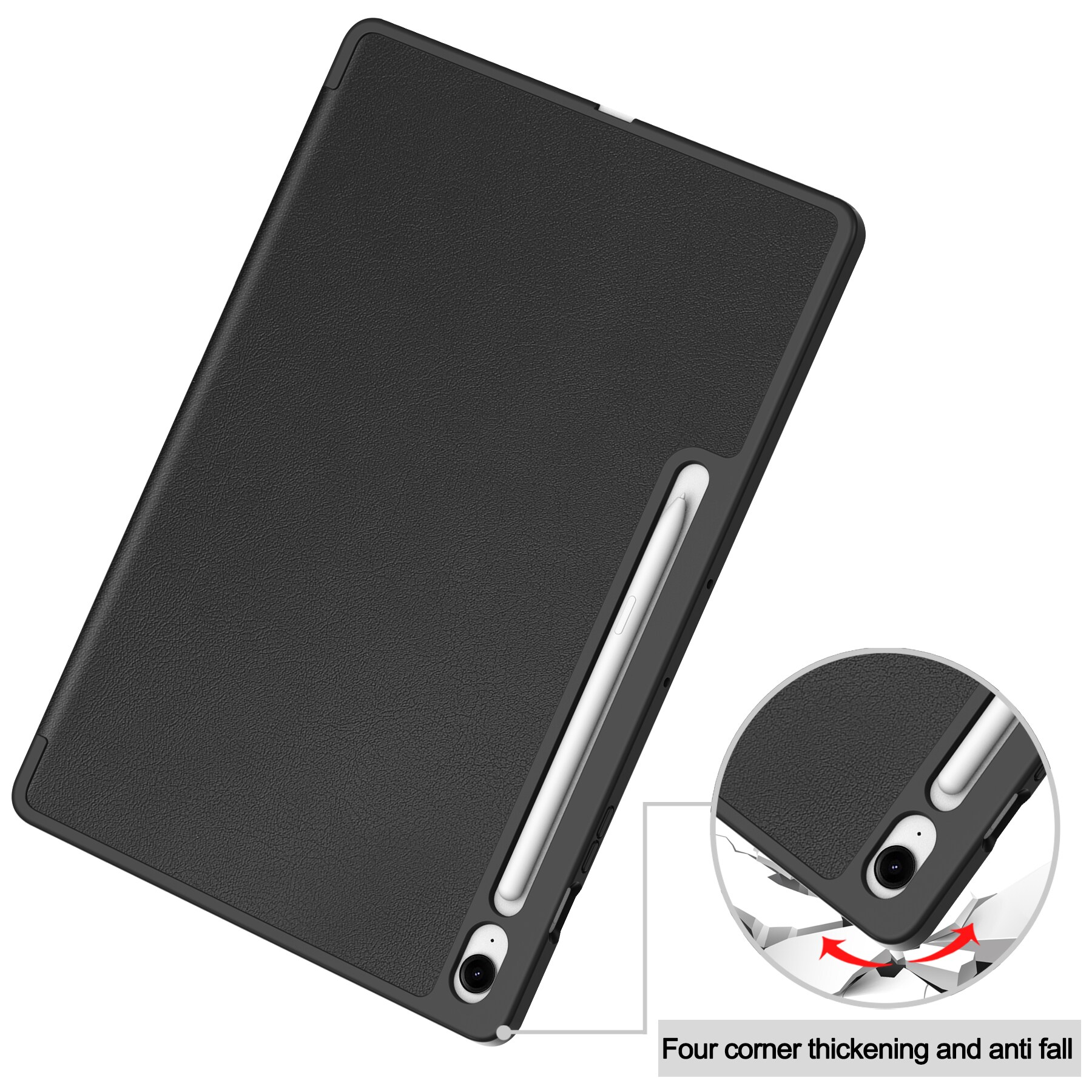 Samsung Galaxy Tab S10 FE Plus Tri-fold etui med penneholder, Sort