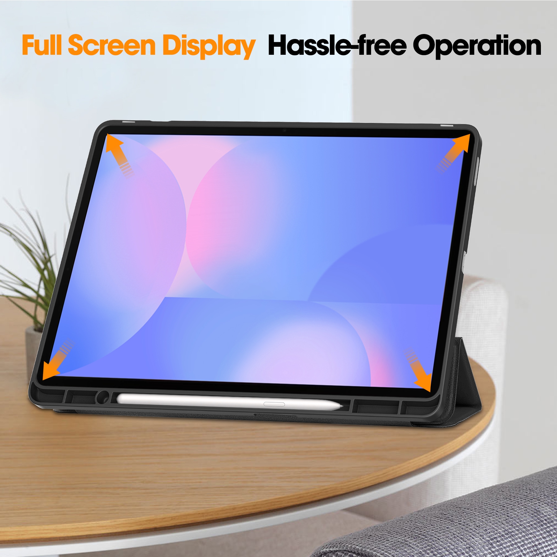 Samsung Galaxy Tab S10 FE Plus Tri-fold etui med penneholder, Sort