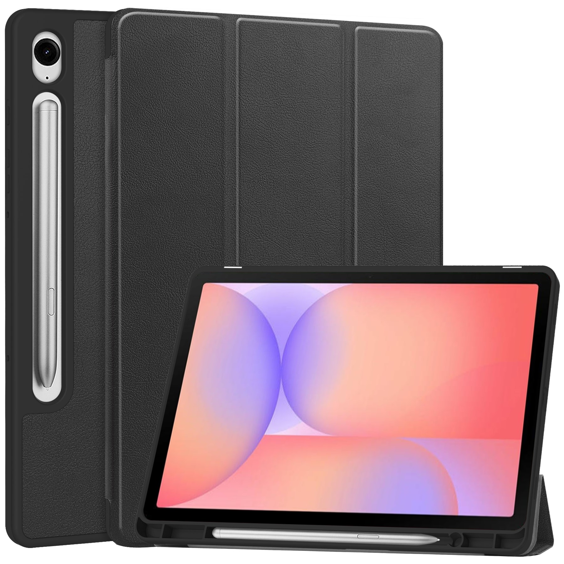 Samsung Galaxy Tab S10 Lite Tri-fold etui med penneholder, Sort