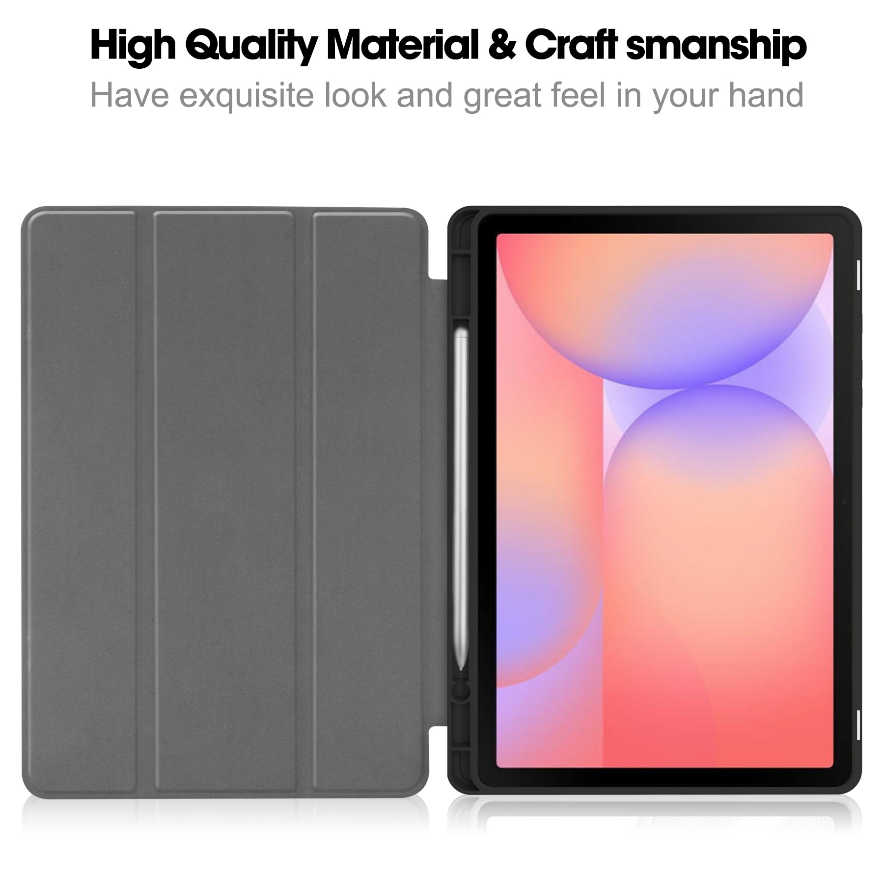 Samsung Galaxy Tab S10 Lite Tri-fold etui med penneholder, Sort
