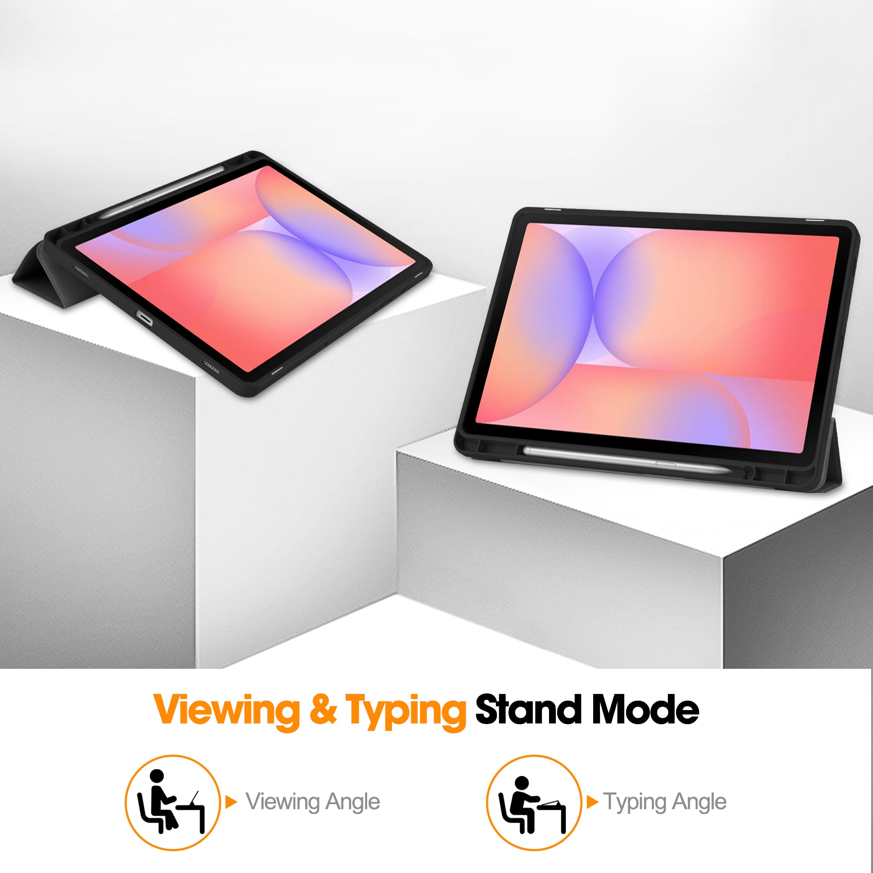 Samsung Galaxy Tab S10 Lite Tri-fold etui med penneholder, Sort