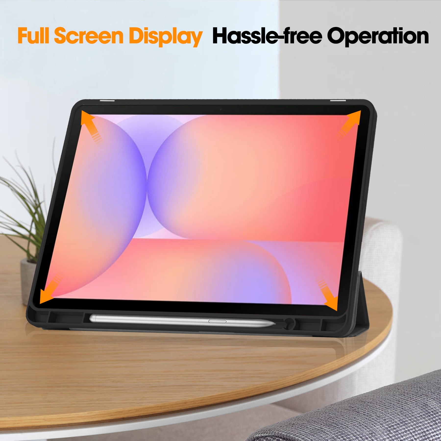 Samsung Galaxy Tab S10 Lite Tri-fold etui med penneholder, Sort