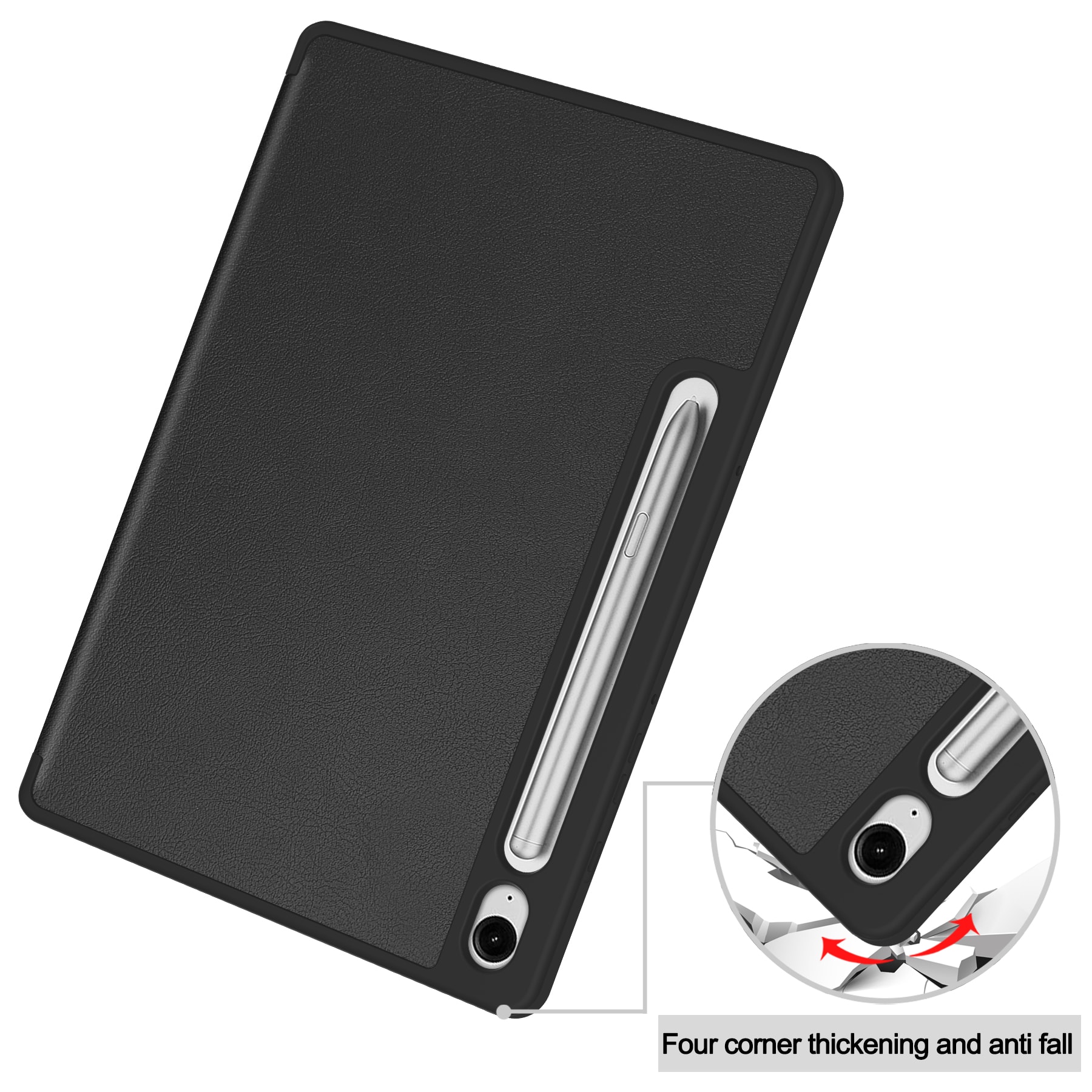 Samsung Galaxy Tab S10 Lite Tri-fold etui med penneholder, Sort