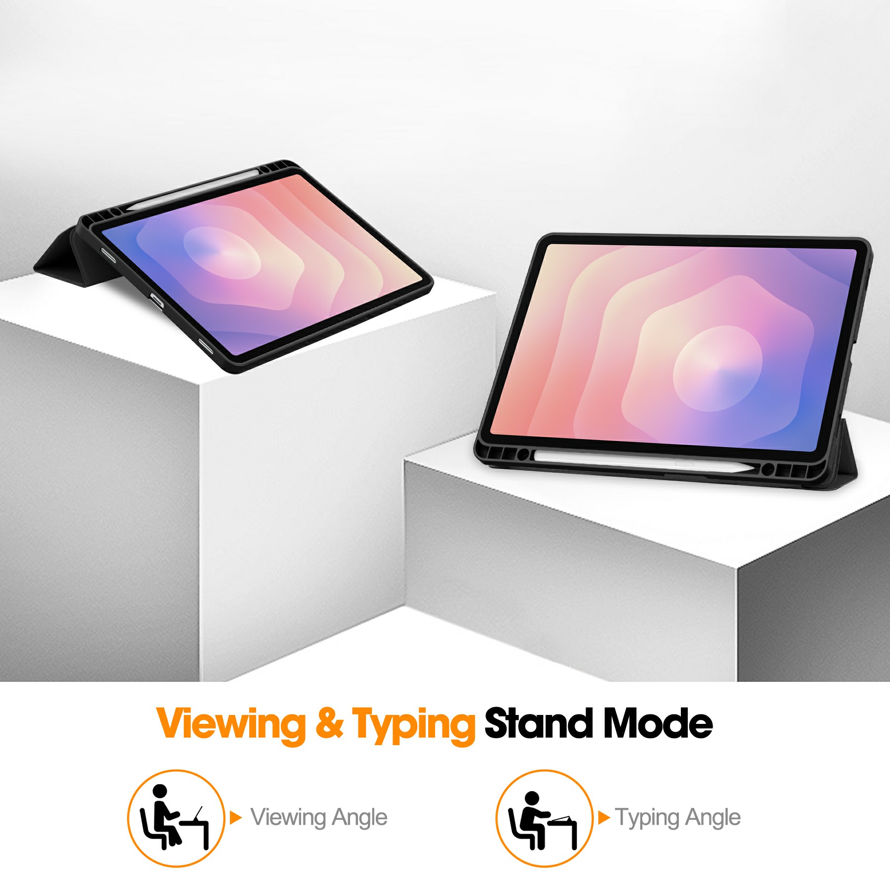 Samsung Galaxy Tab S11 Tri-fold etui med penneholder, Sort