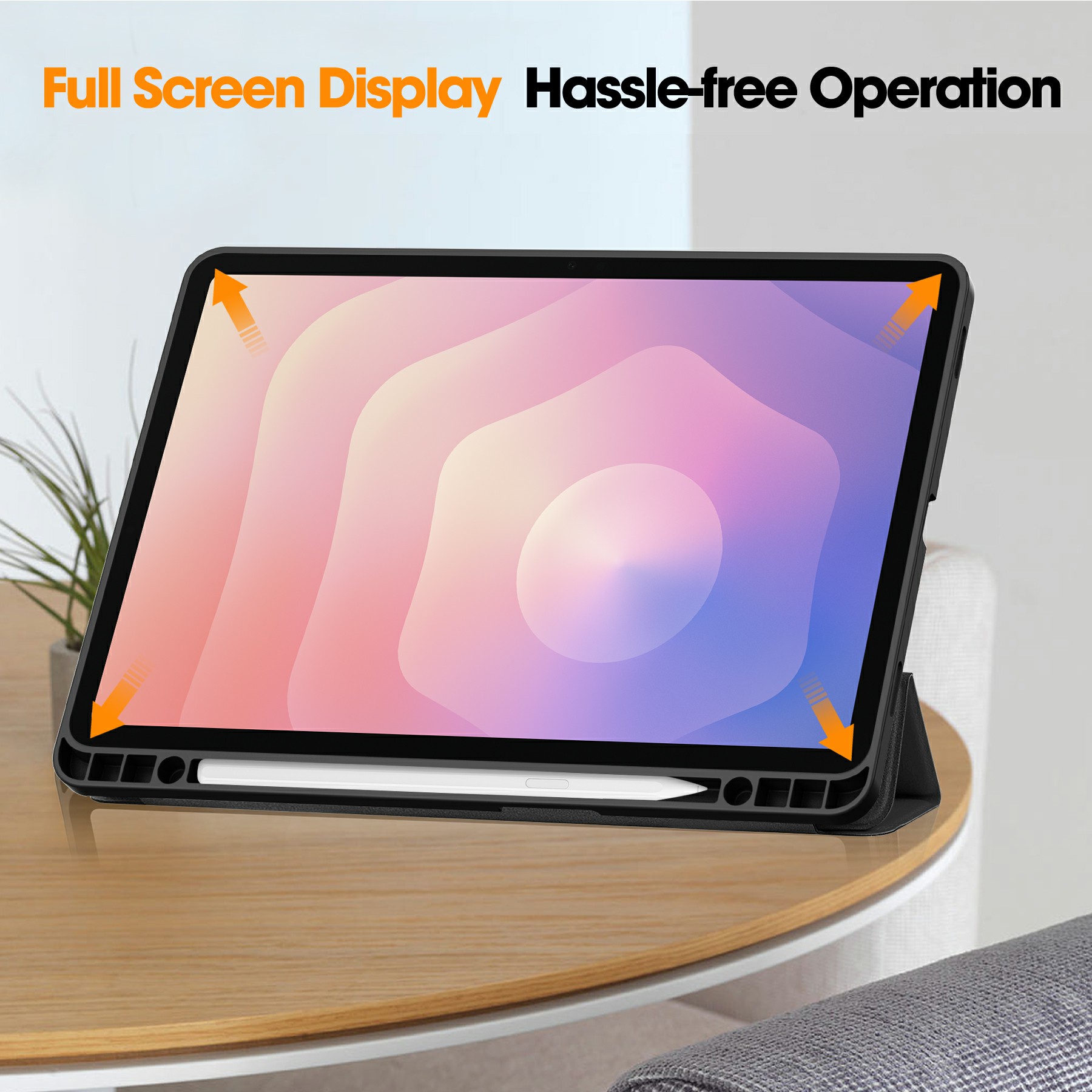 Samsung Galaxy Tab S11 Tri-fold etui med penneholder, Sort