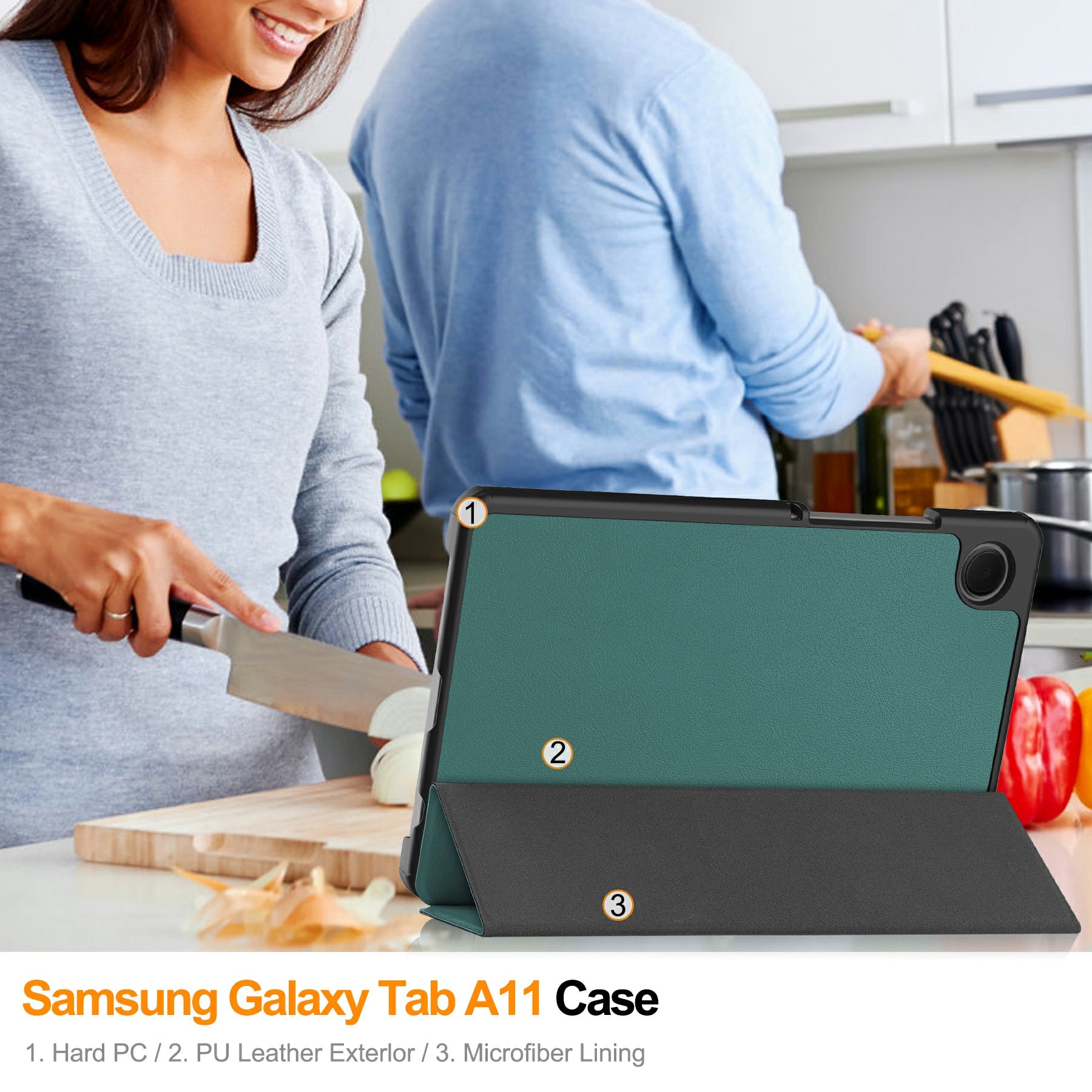 Samsung Galaxy Tab A11 Tri-Fold etui, Grøn