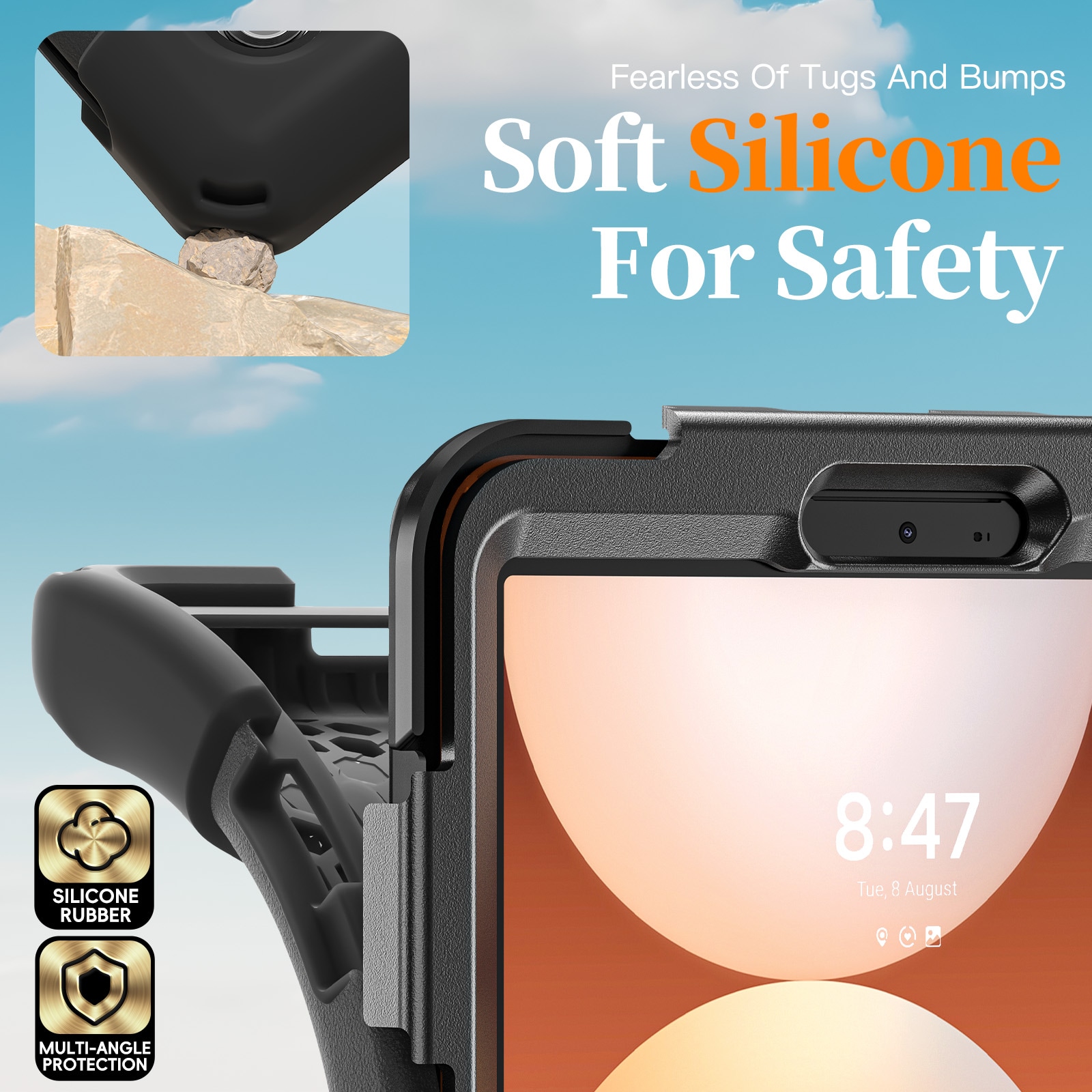 Samsung Galaxy Tab A11 Robust hybridskal med skulderrem Sort