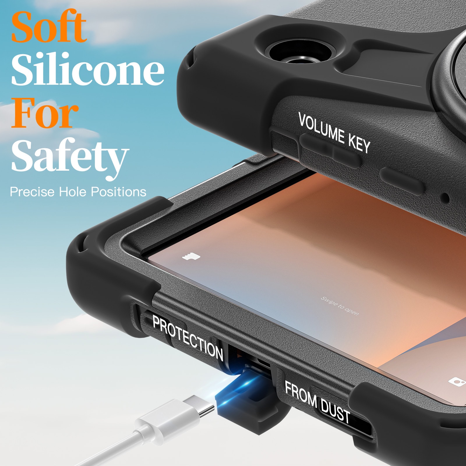 Samsung Galaxy Tab A11 Robust hybridskal med skulderrem Sort