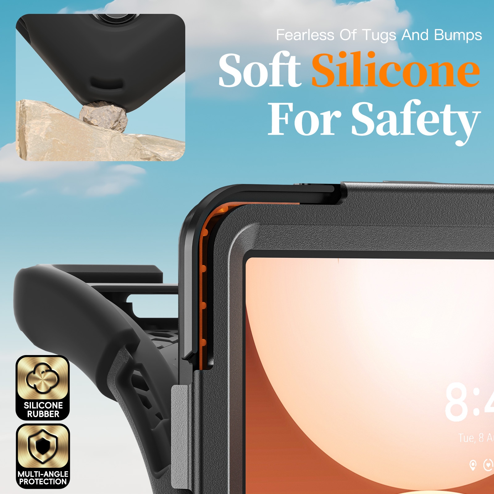 Samsung Galaxy Tab A11 Plus Robust hybridskal med skulderrem Sort